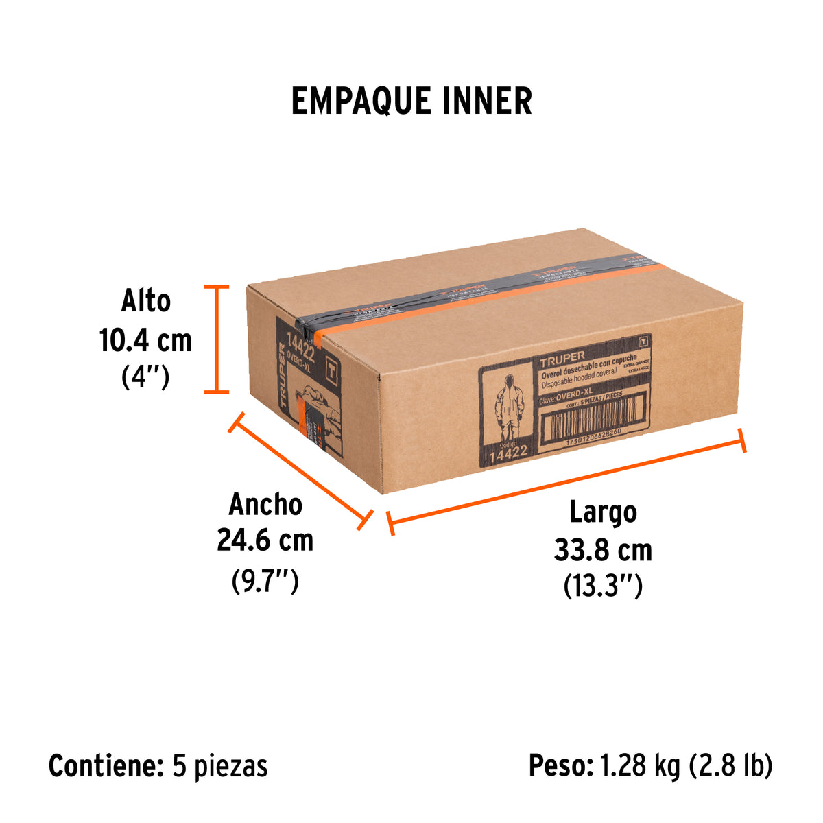 Overol desechable, talla extra-grande