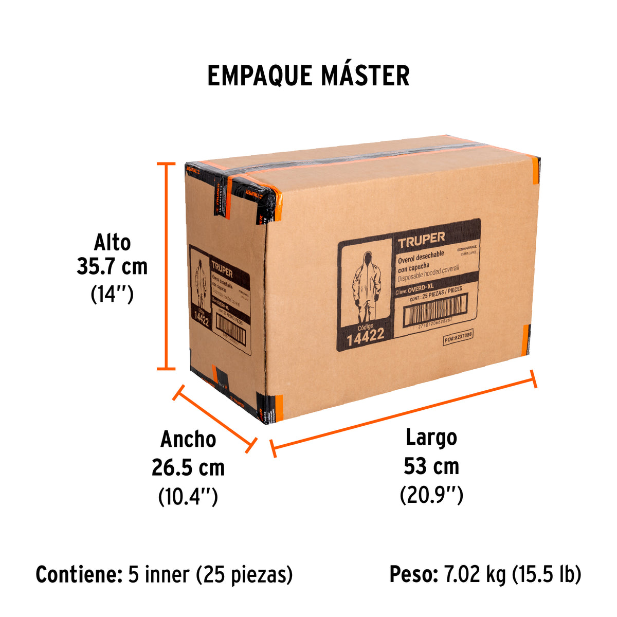 Overol desechable, talla extra-grande