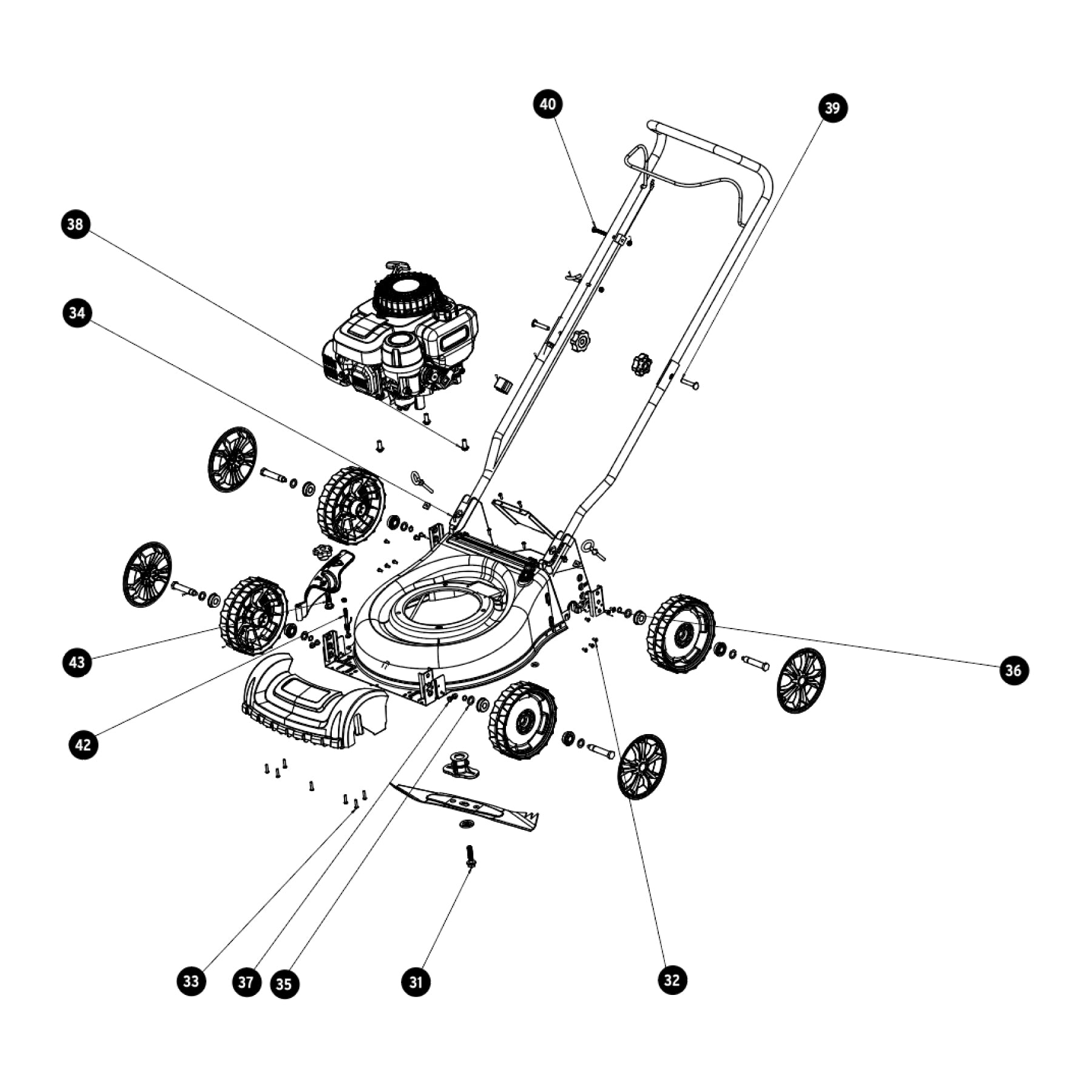 Podadora, motor gasolina, 3HP,16",Pretul