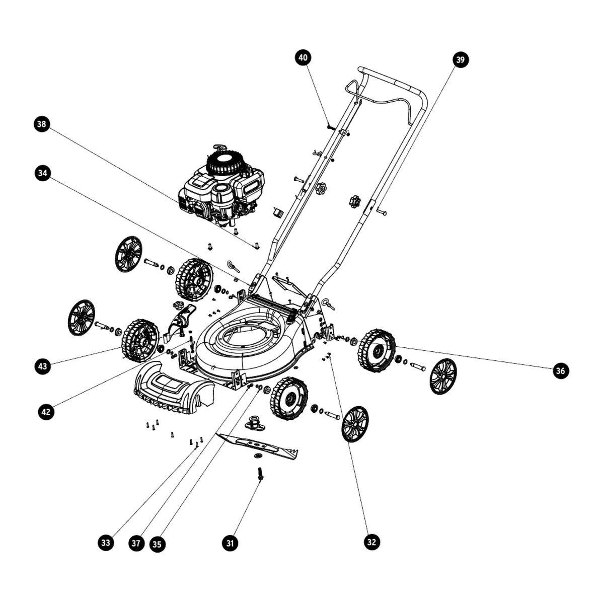 Podadora, motor gasolina, 3HP,16",Pretul