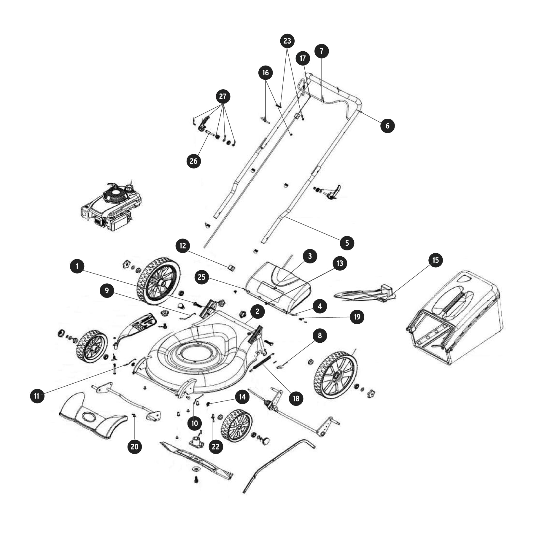 Podadoras con motor a gasolina, 4HP, de 18"