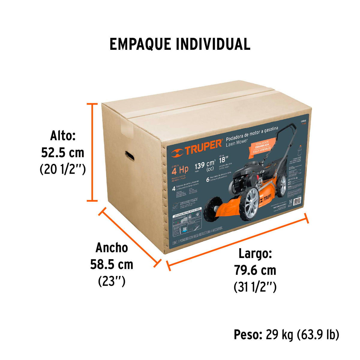 Podadoras con motor a gasolina, 4HP, de 18"