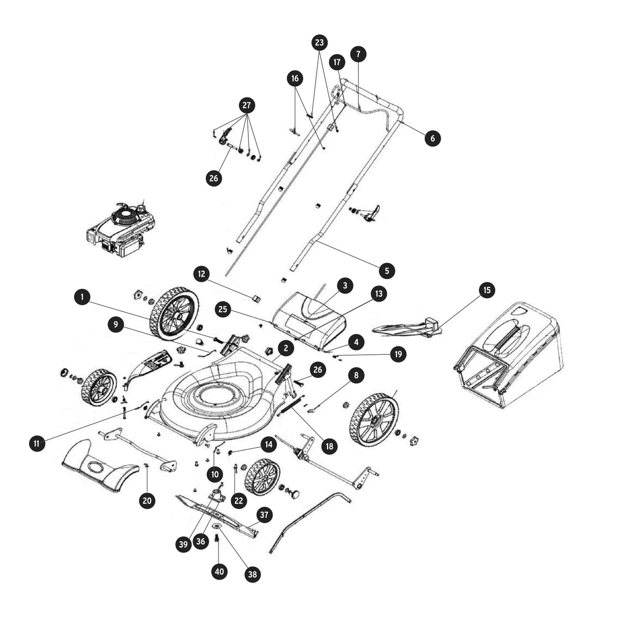 Podadoras con motor a gasolina, 5HP, de 20"
