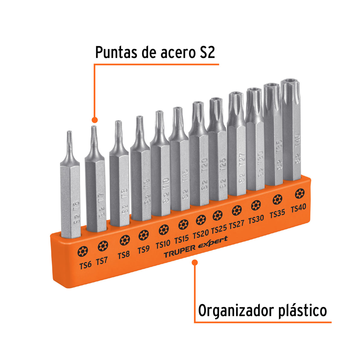 Juego de 12 puntas Torx con seguro largo 2', Expert