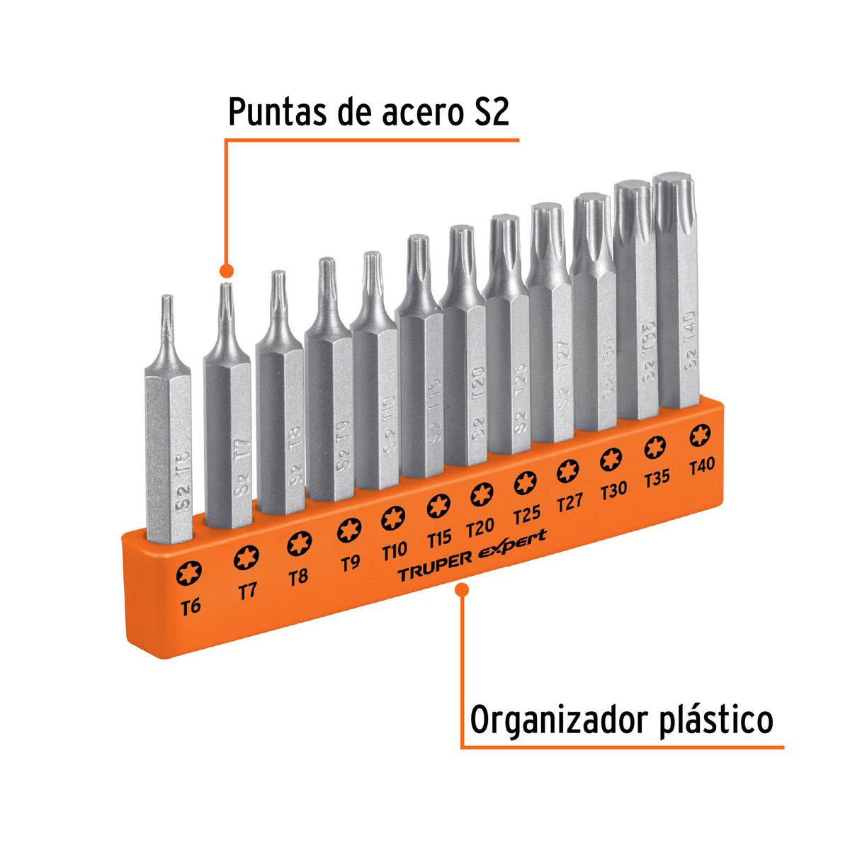 Juego de 12 puntas Torx largo 2', Truper Expert