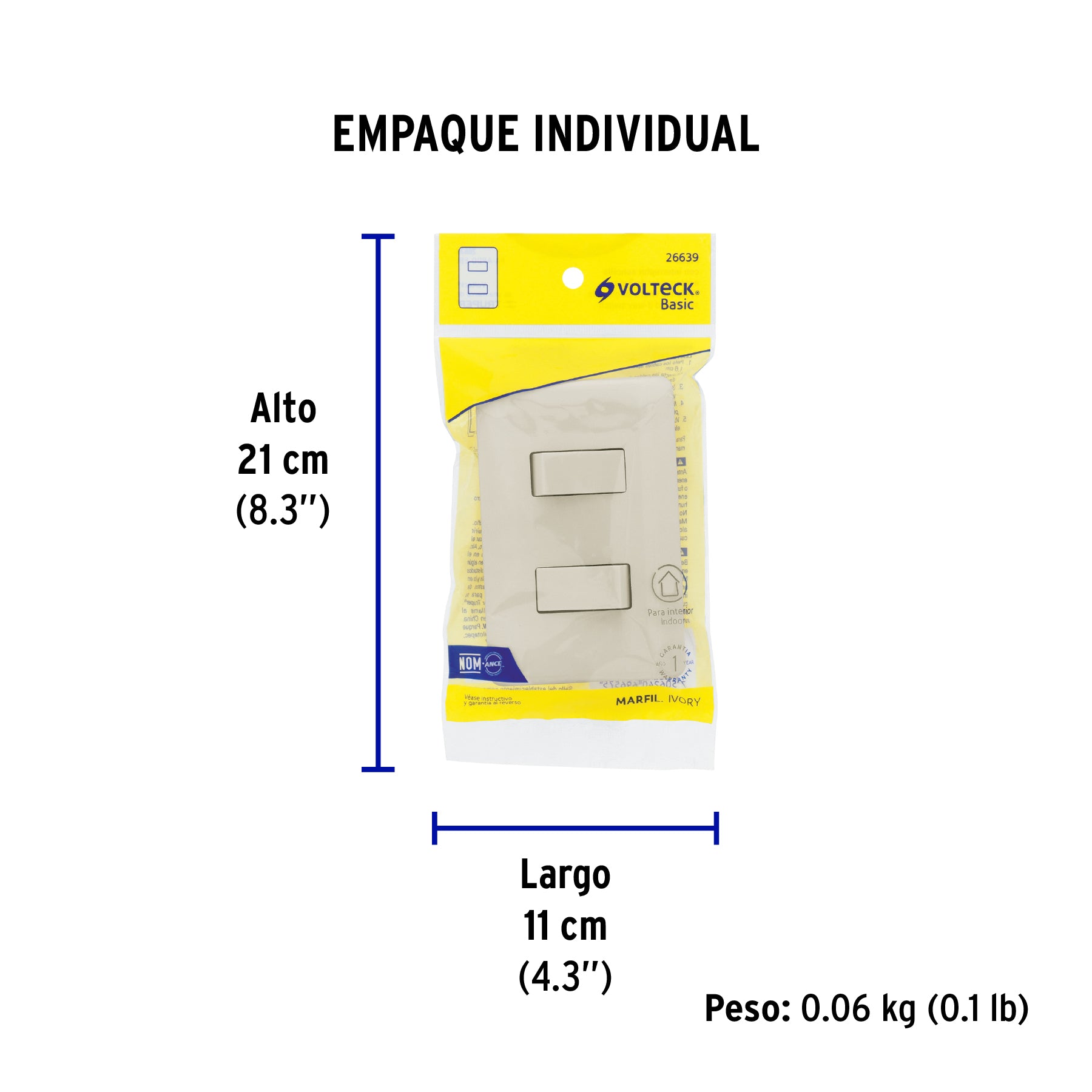 Placa armada 1 interruptor y 1 escalera, marfil, Basic