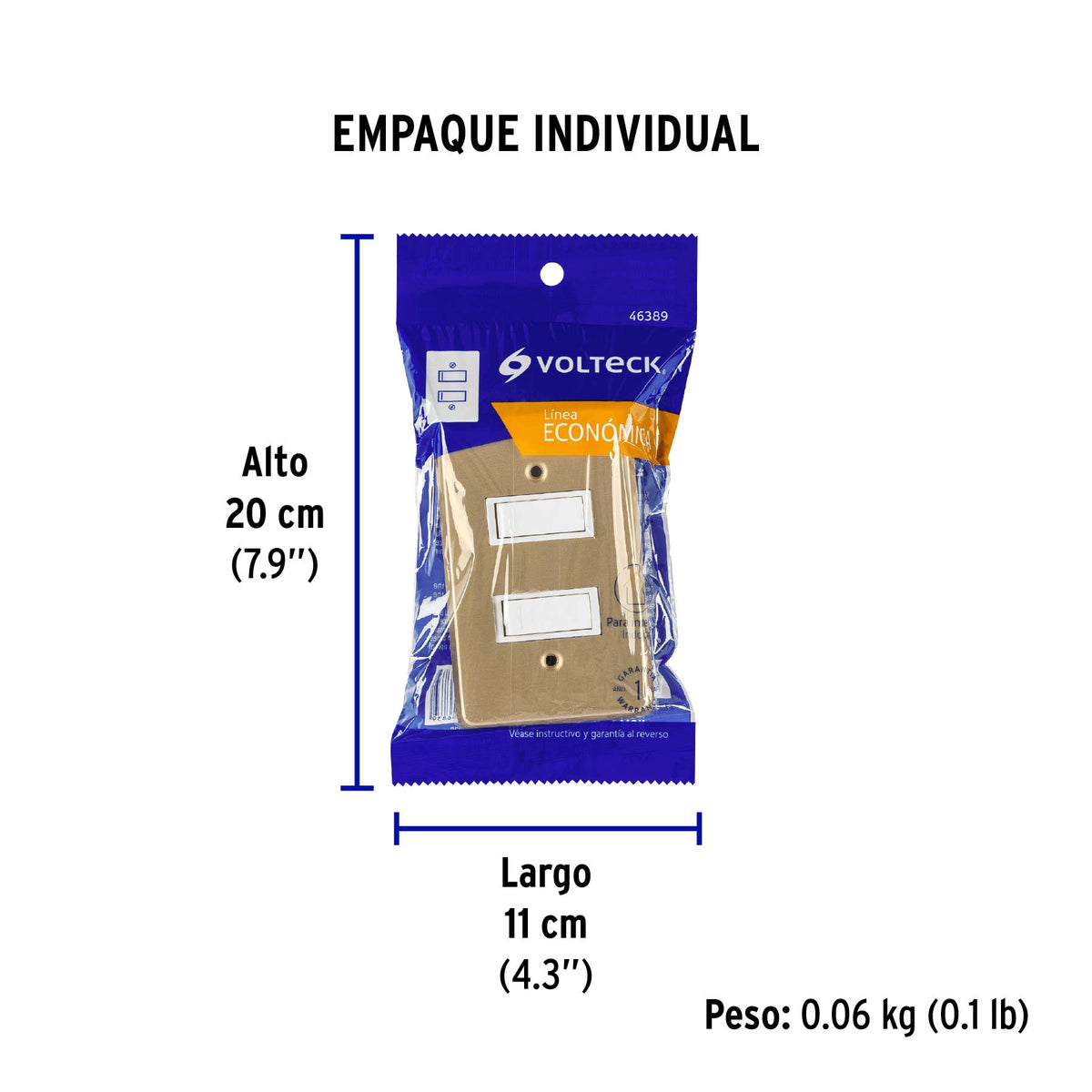 Placa armada 2 interruptores sencillos, línea Económica