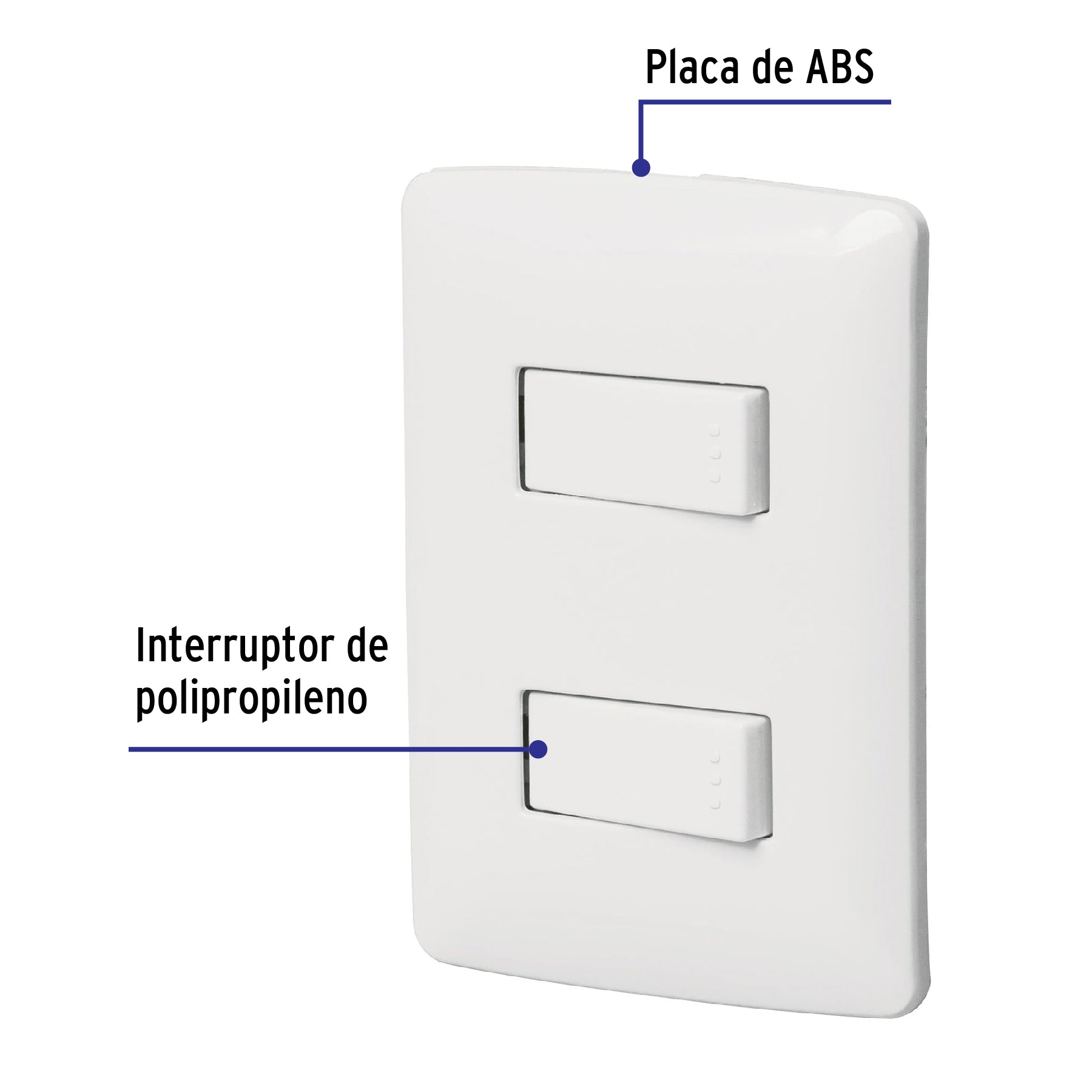 Placa armada, 2interruptores sencillos,blanco,línea Italiana