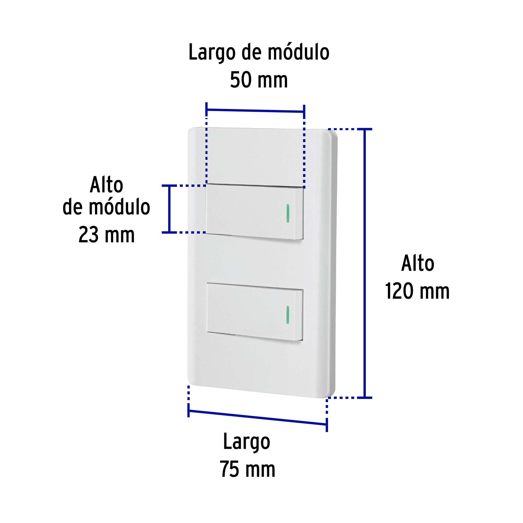 Placa armada blanca 1 interruptor y 1 de 3 vías 1 mód, Lisbo