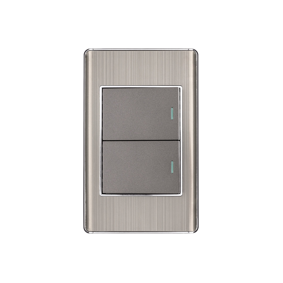 Placa armada acero inox 2 interruptores 1.5 módulos, Lisboa