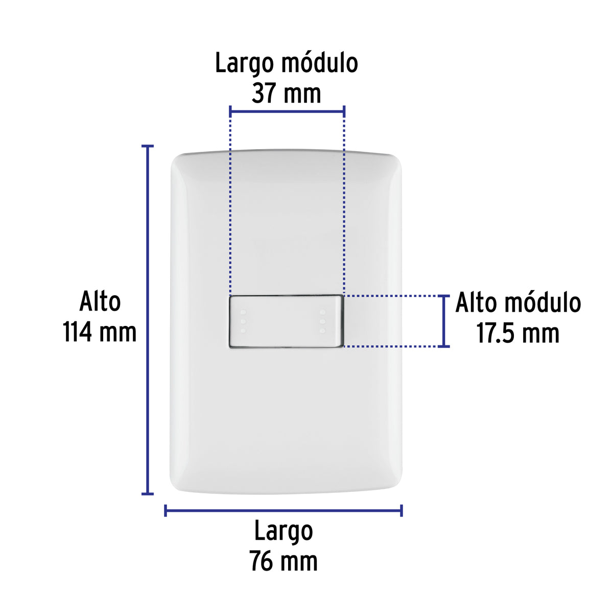 Placa armada 1 interruptor escalera, blanco, línea Italiana