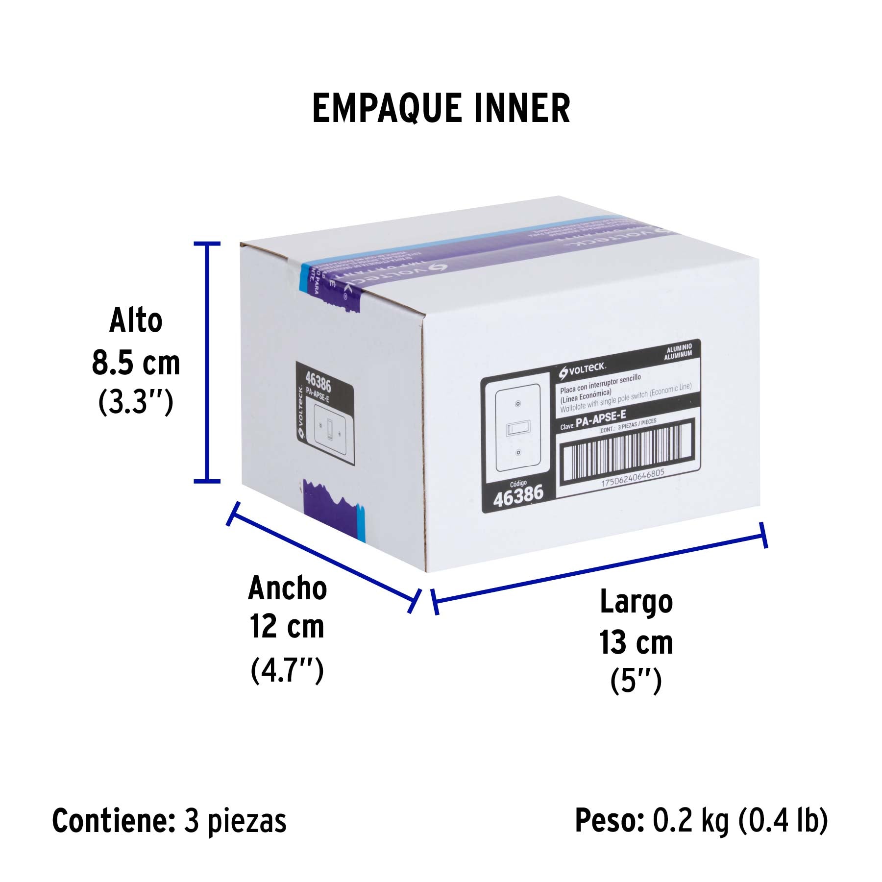 Placa armada con interruptor sencillo, línea Económica