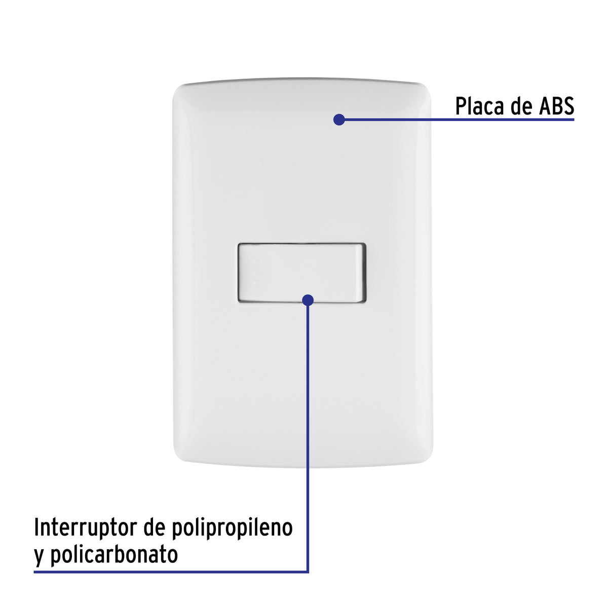 Placa armada 1 interruptor sencillo, blanco, línea Italiana