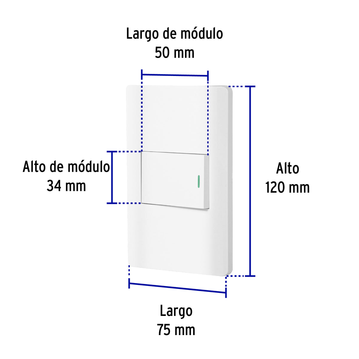 Placa armada blanca 1 interruptor de 3 vías 1.5 mód, Lisboa