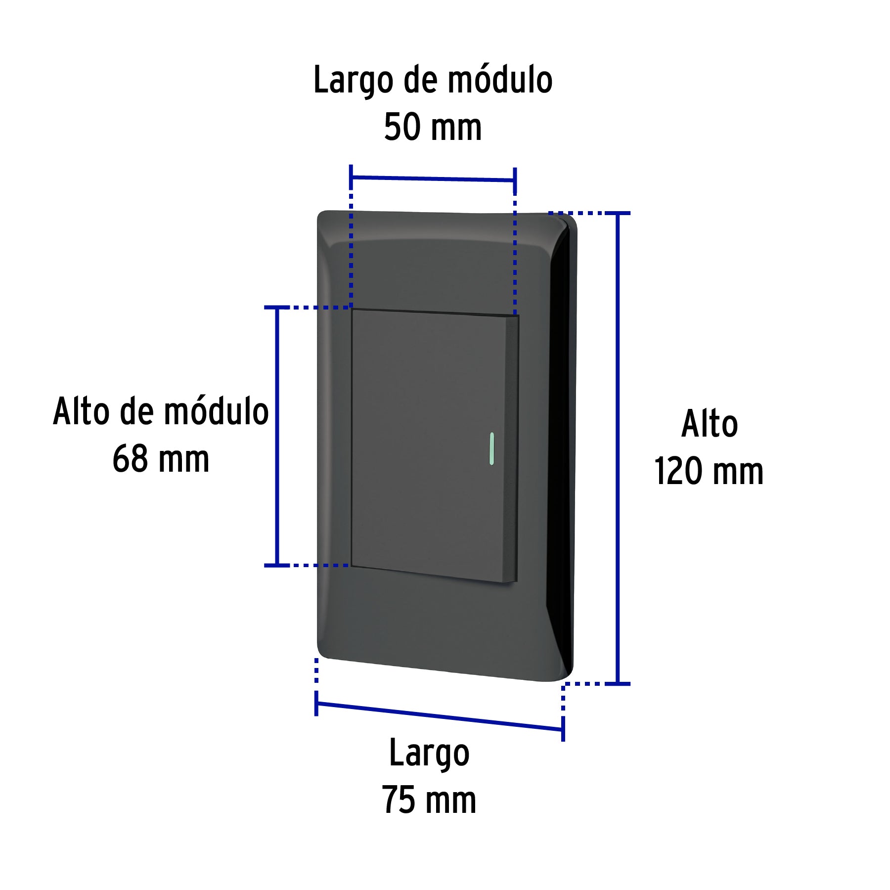 Placa armada negra 1 interruptor 3 módulos, Lisboa, Volteck