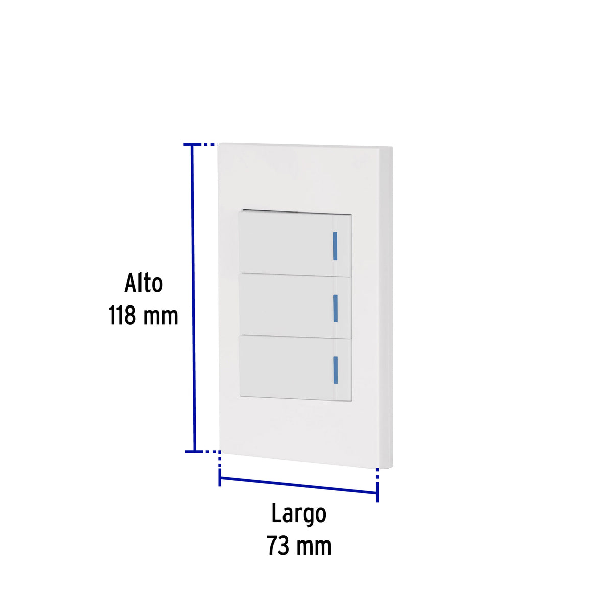 Placa armada 3 interruptores, 1 módulo, Española, blanco
