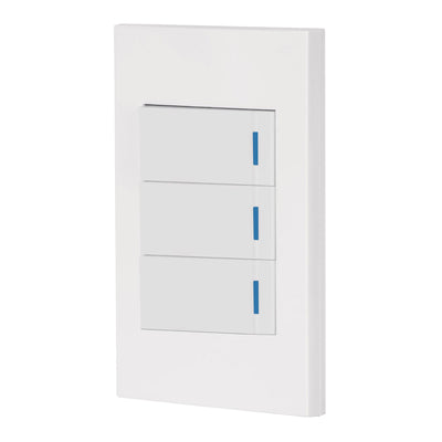Placa armada 3 interruptores 1de 3vías,1 mod,Española,blanco