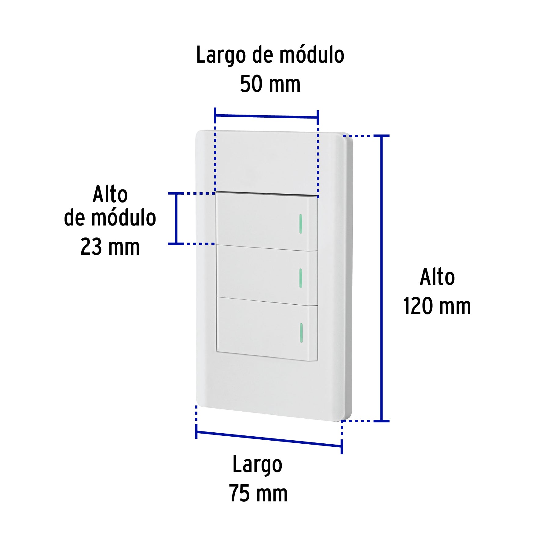 Placa armada blanca 2 interruptores 1 de 3 vías 1 mód, Lisbo