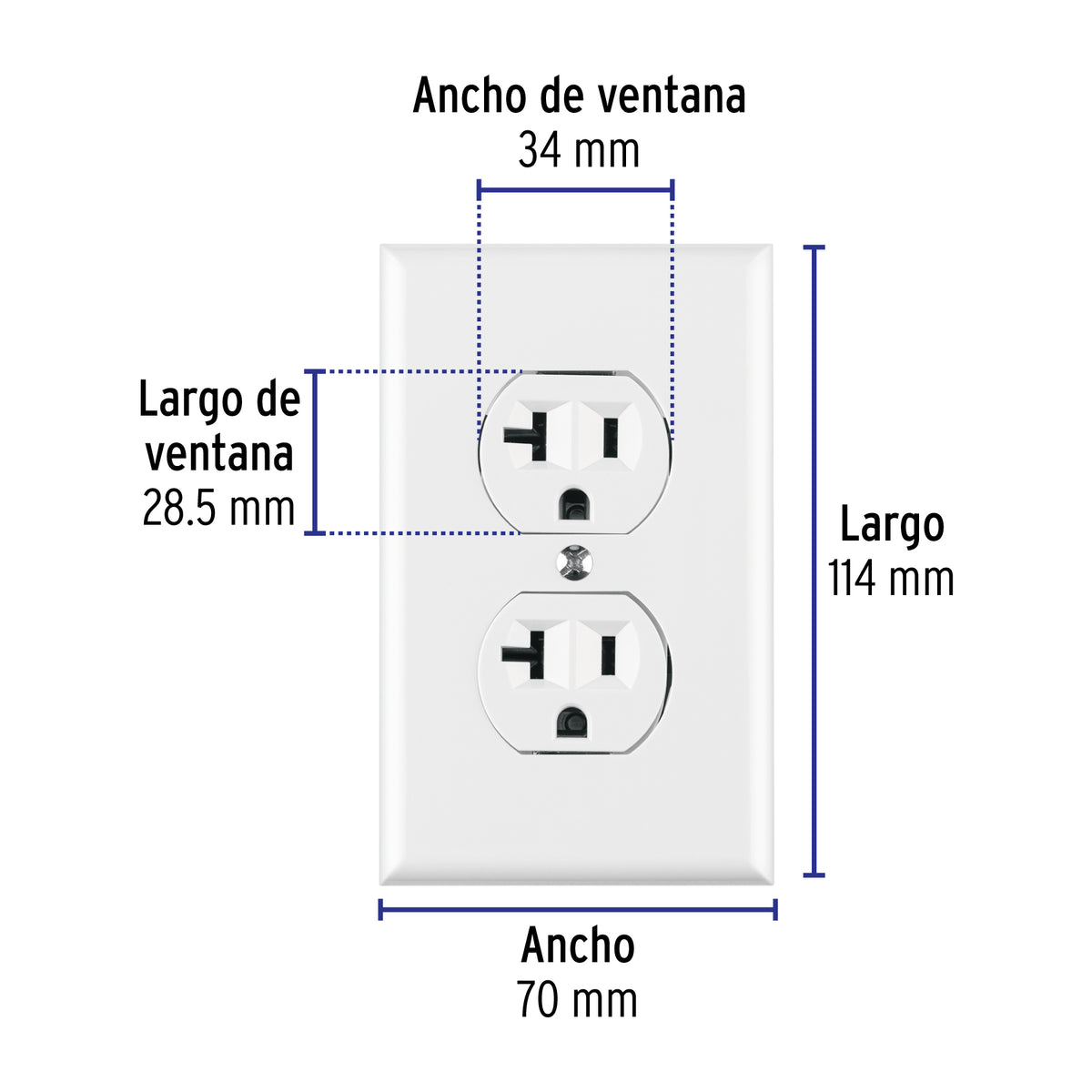 Placa armada contacto dúplex,2 polos, línea Standard, blanco