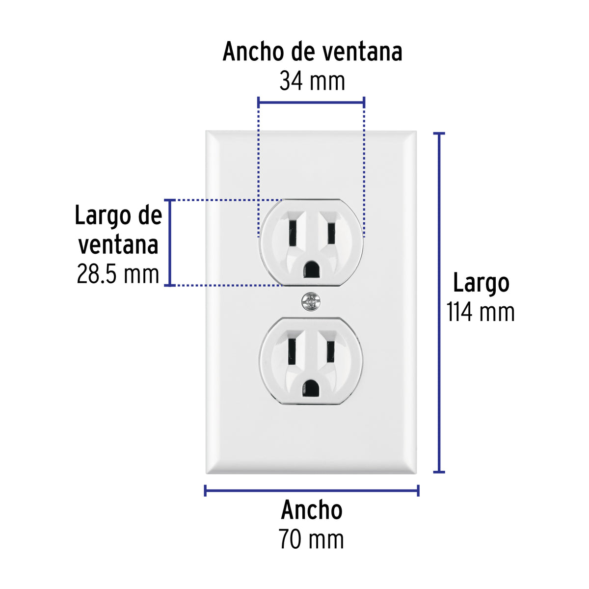 Placa armada 2 contactos polarizados, línea Standard, blanco