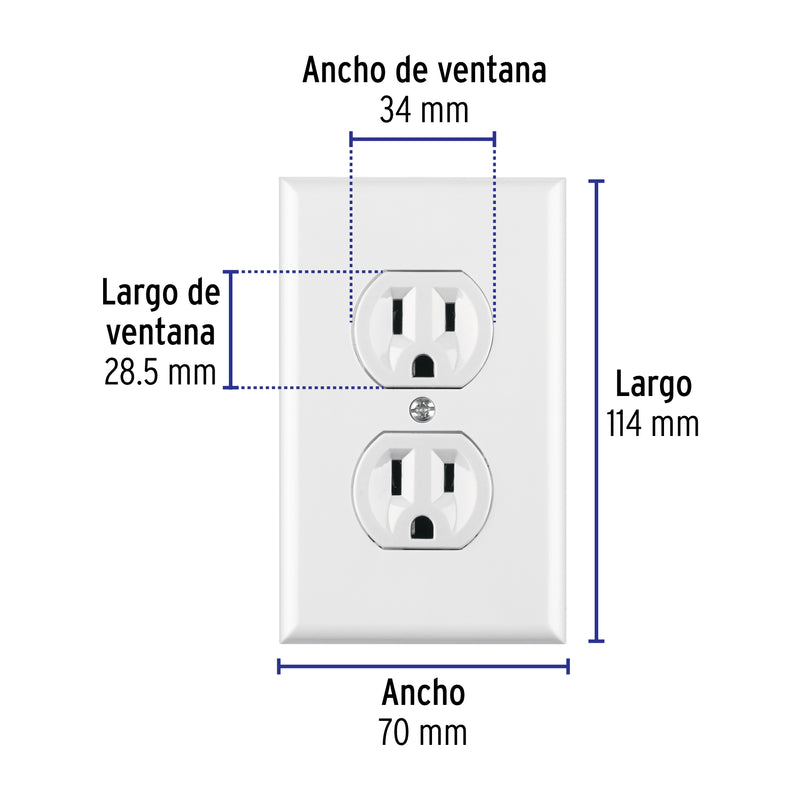 Placa armada 2 contactos polarizados, línea Standard, blanco