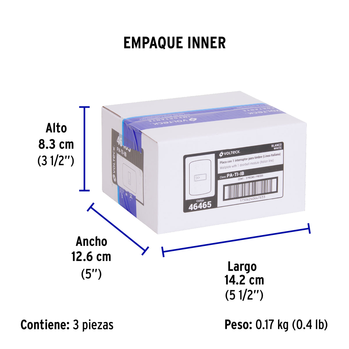 Placa armada con timbre, blanco, línea Italiana.
