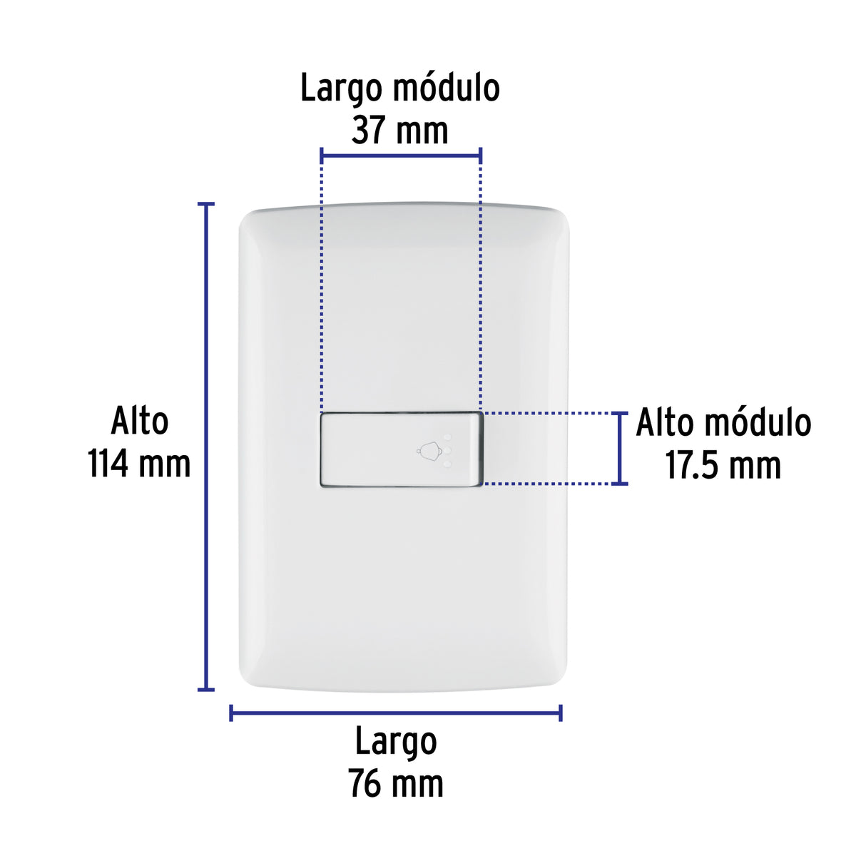 Placa armada con timbre, blanco, línea Italiana.