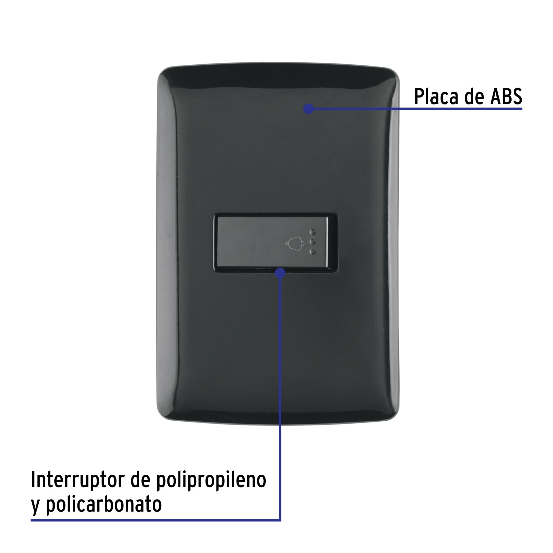Placa armada con timbre, negro, línea Italiana