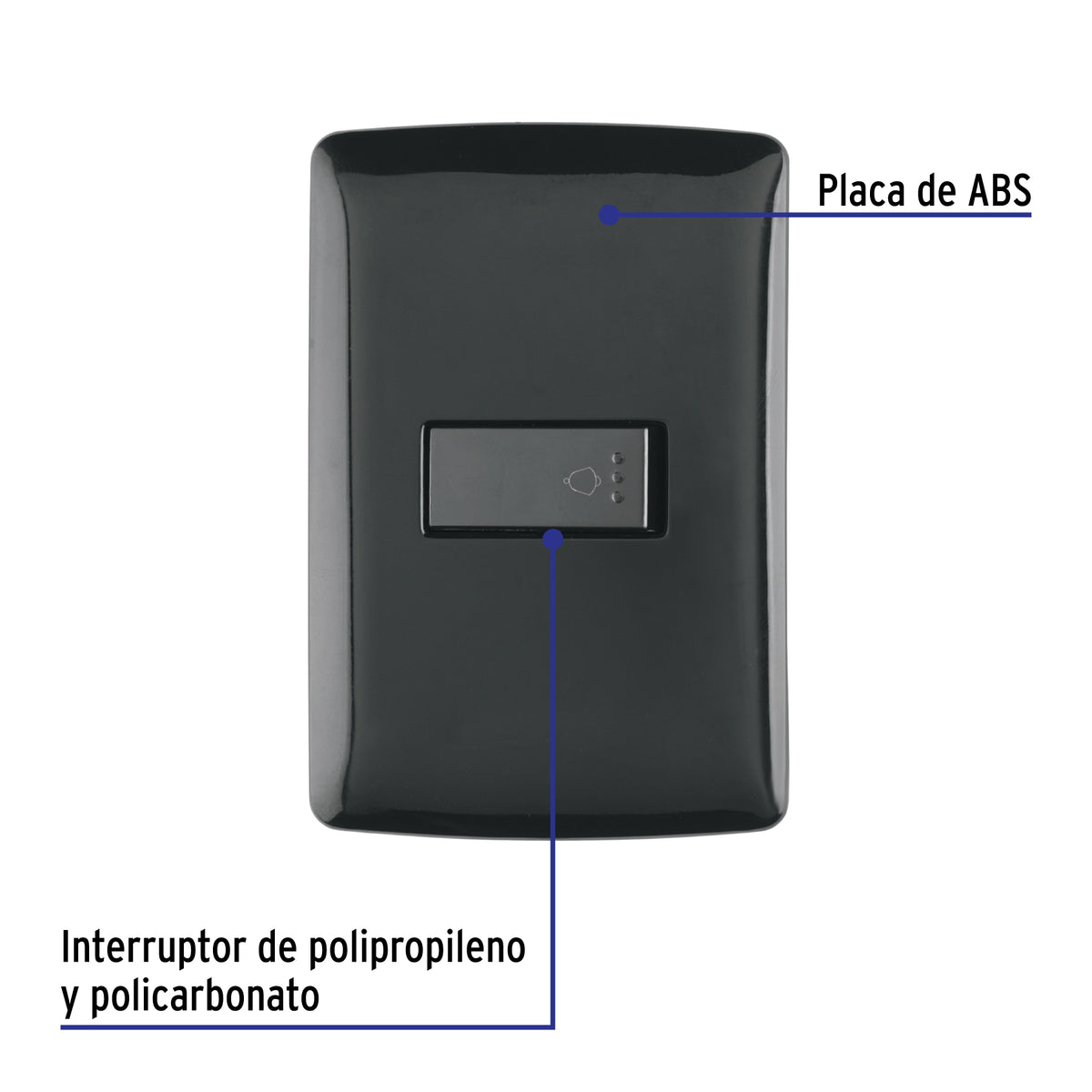 Placa armada con timbre, negro, línea Italiana