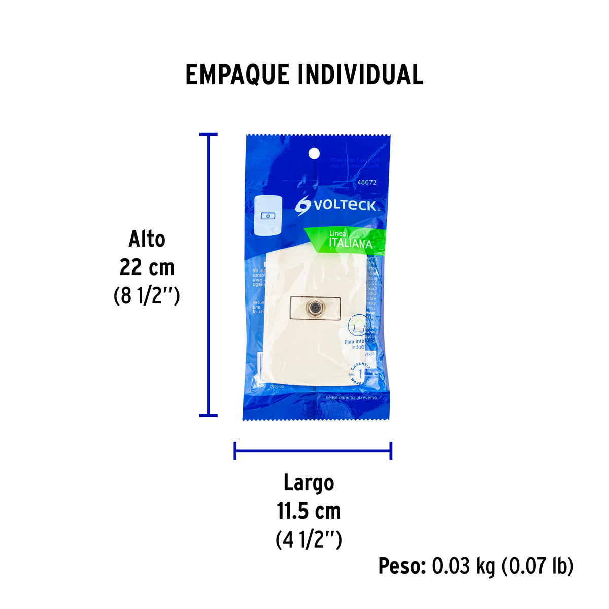 Placa armada con conexión para TV, marfil, línea Italiana