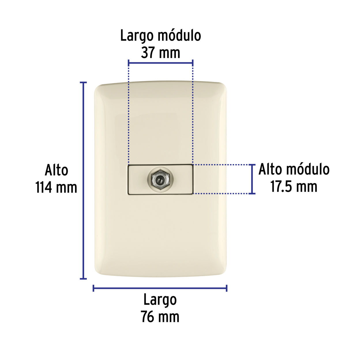 Placa armada con conexión para TV, marfil, línea Italiana