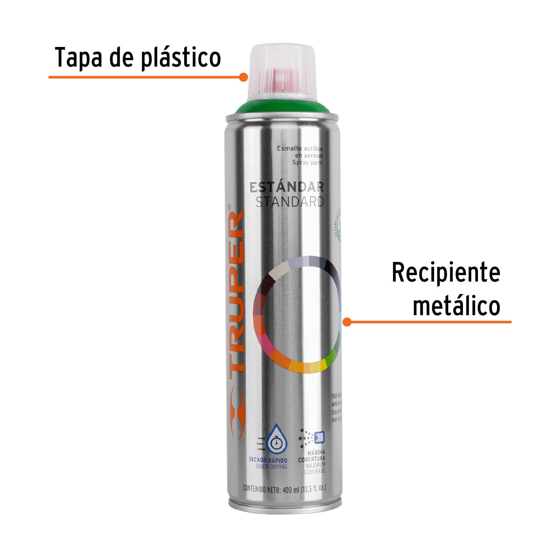 Pintura (Esmalte acrílico) en aerosol, verde ecológico