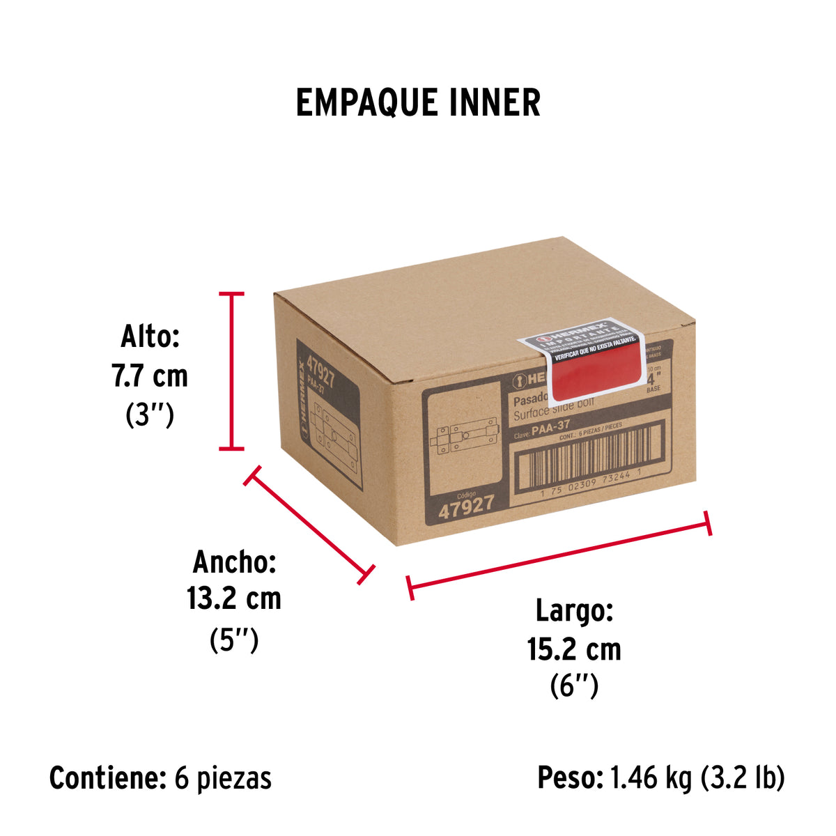 Pasador de barra plana 4', latón antiguo, Hermex