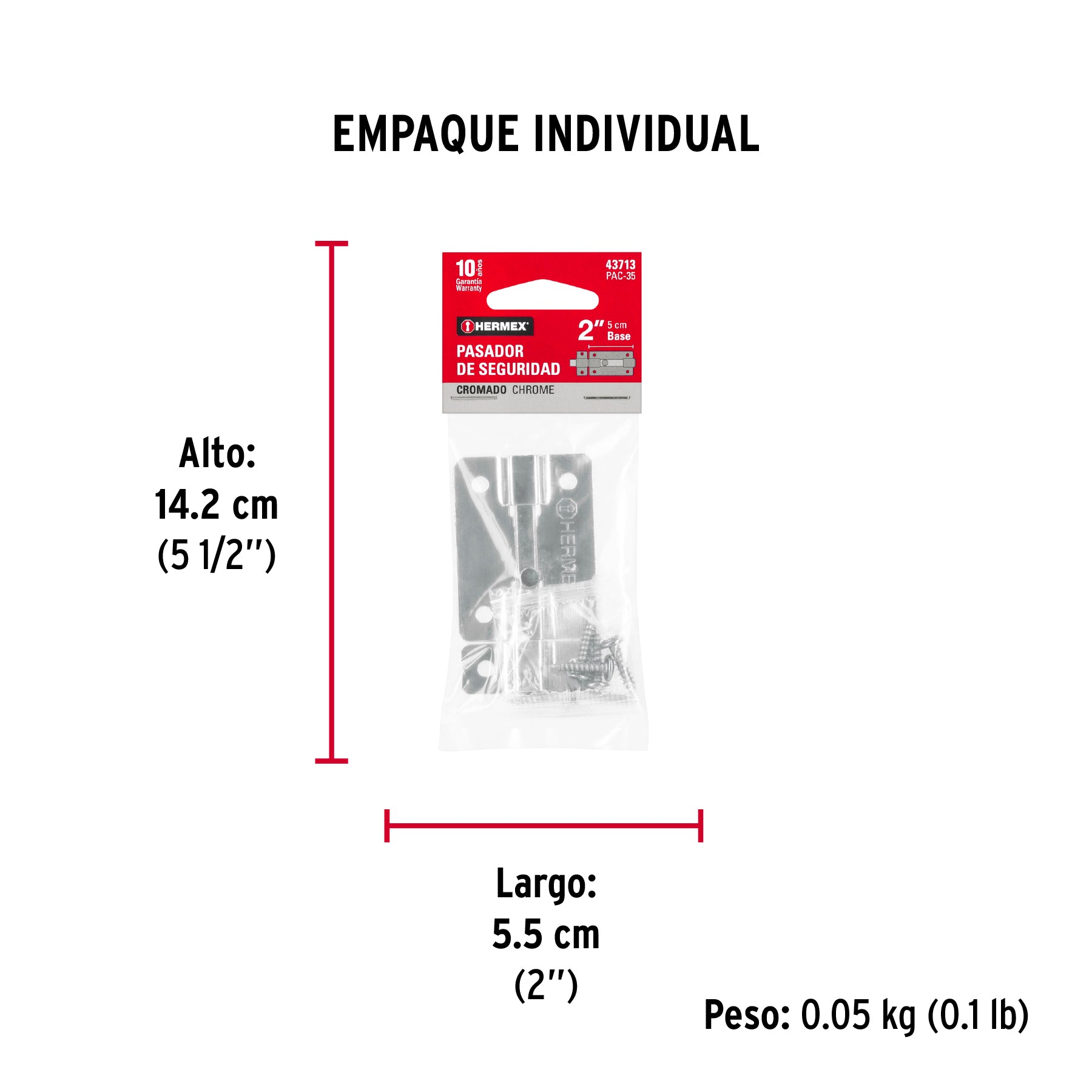 Pasador de cromo, 2"