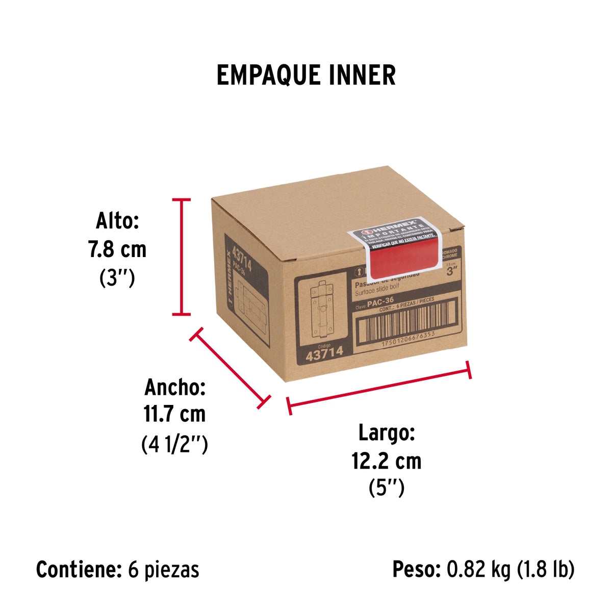 Pasador de cromo, 3"