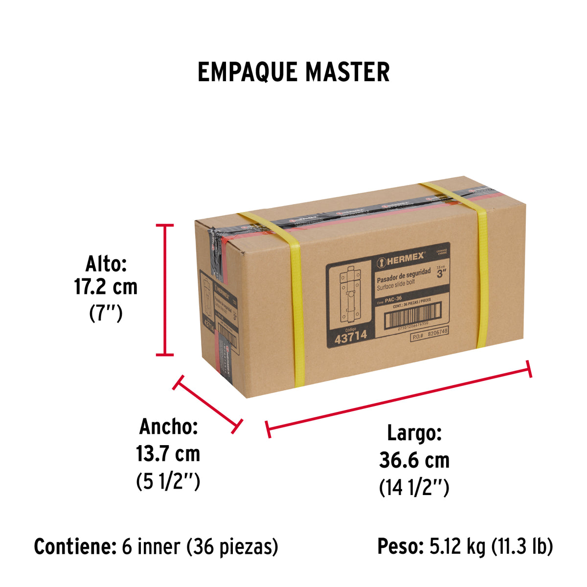 Pasador de cromo, 3"