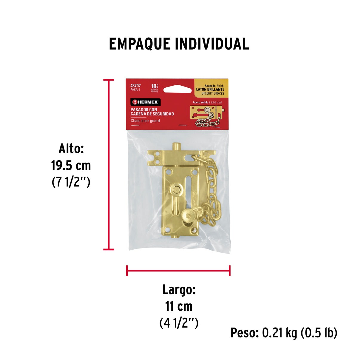 Pasador con cadena de latón