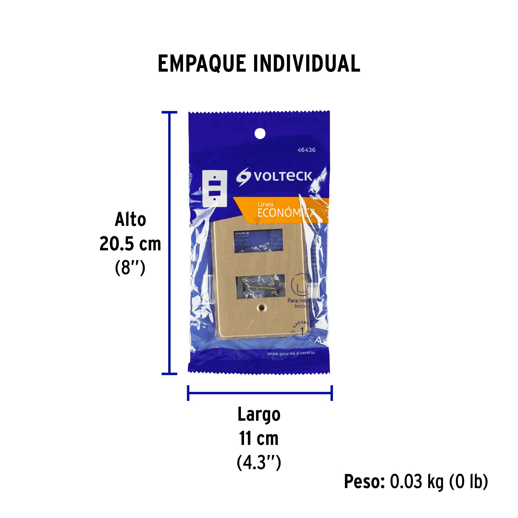 Placa 2 módulos, de aluminio, línea Económica