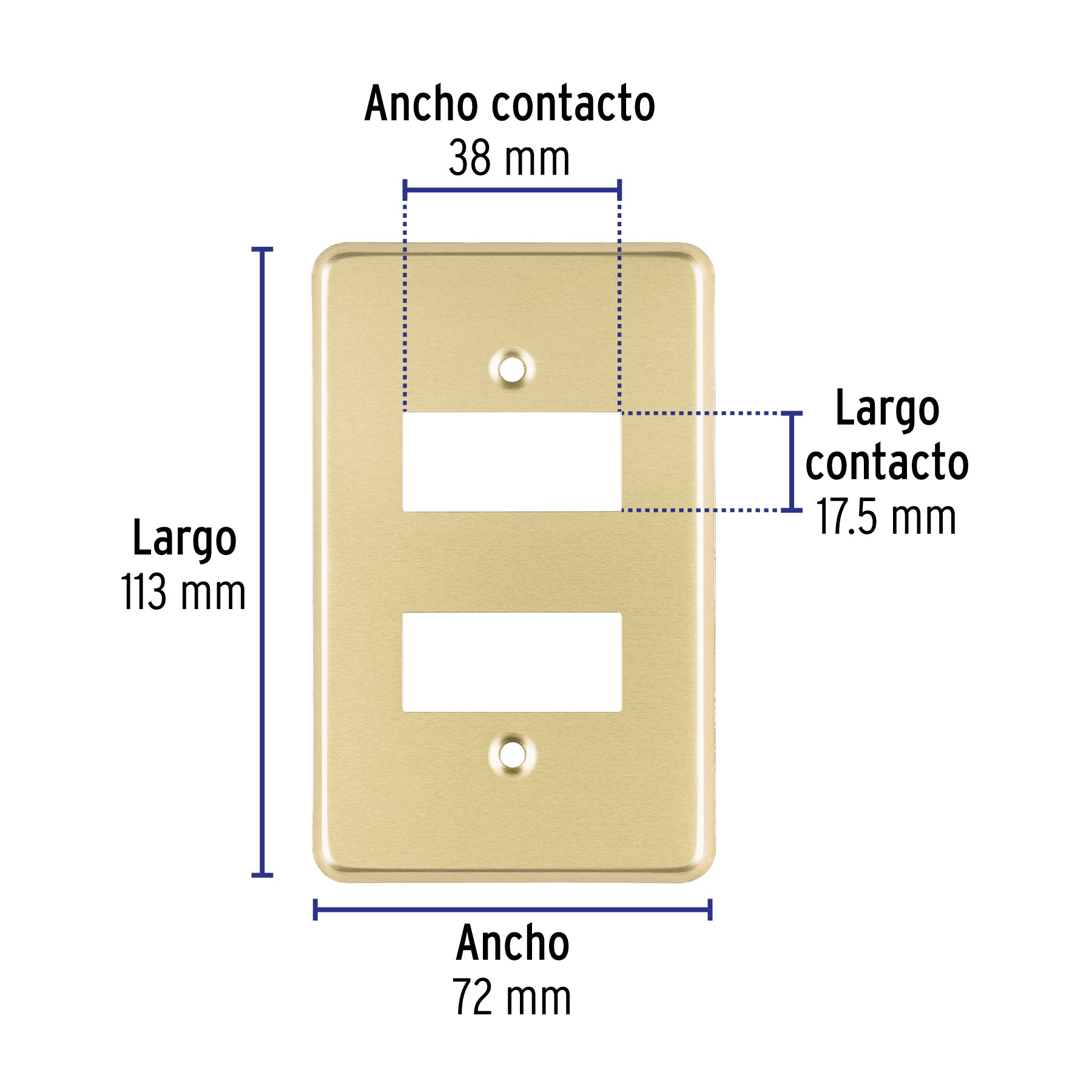 Placa 2 módulos, de aluminio, línea Económica