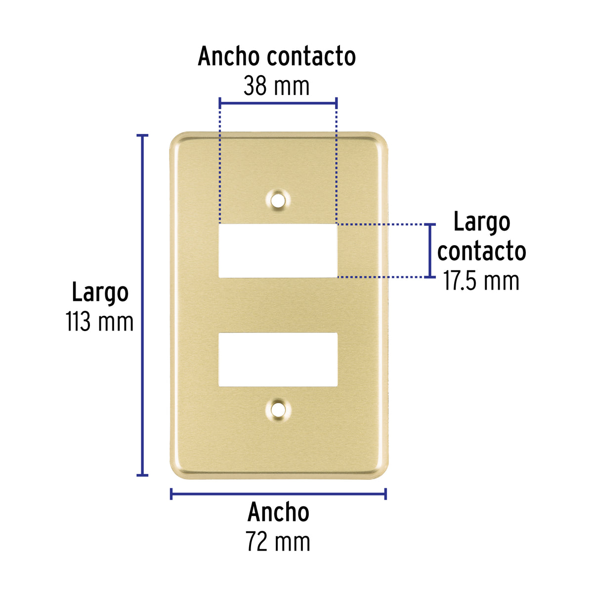 Placa 2 módulos, de aluminio, línea Económica