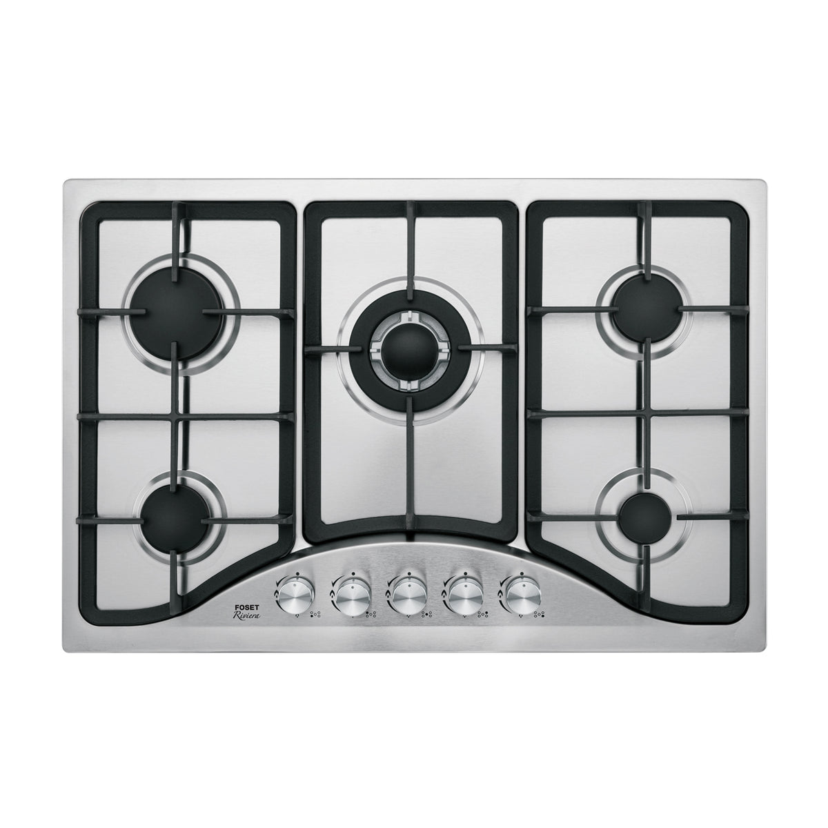 Parrilla gas empotrable 75cm, 5 quem, acero inox, Riviera