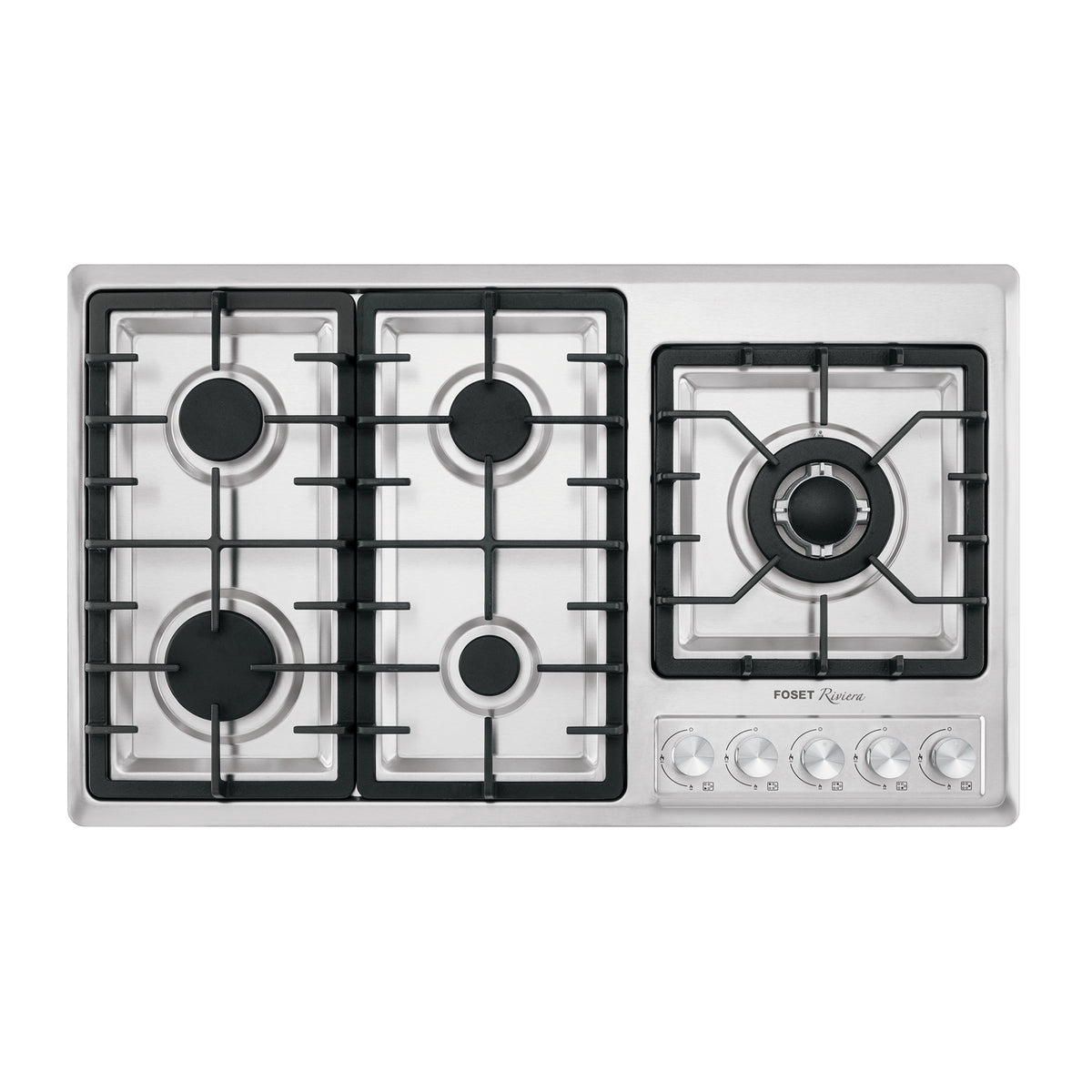 Parrilla gas empotrable 90cm, 5 quem, lateral, inox, Riviera