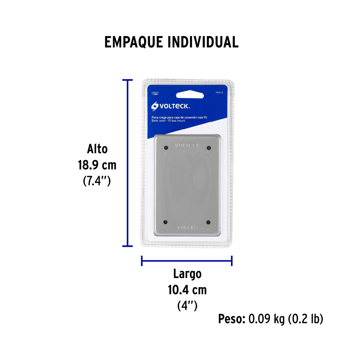 Placa tipo FS ciega, de sobreponer, Volteck