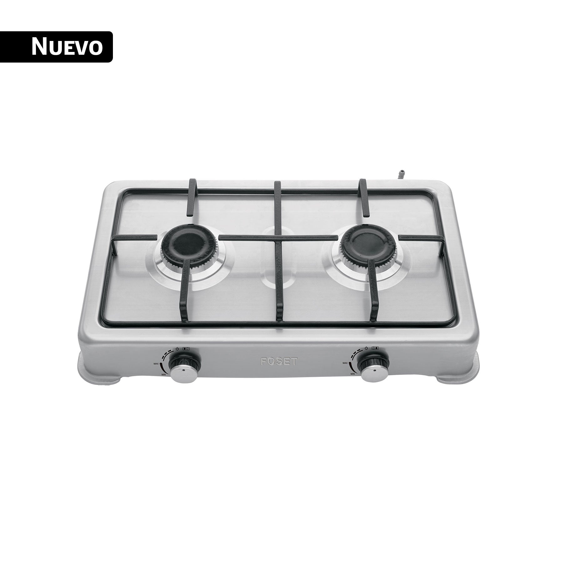 Parrilla de gas de sobreponer,2 quemadores, inox, FOSET AERO