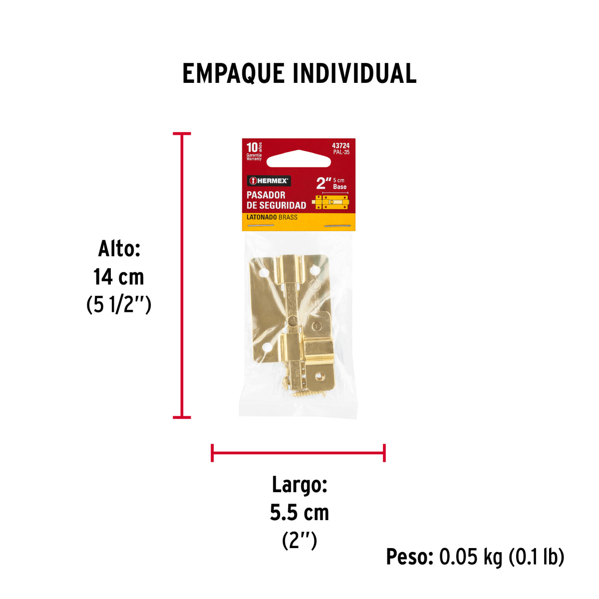 Pasador de latón, 2"