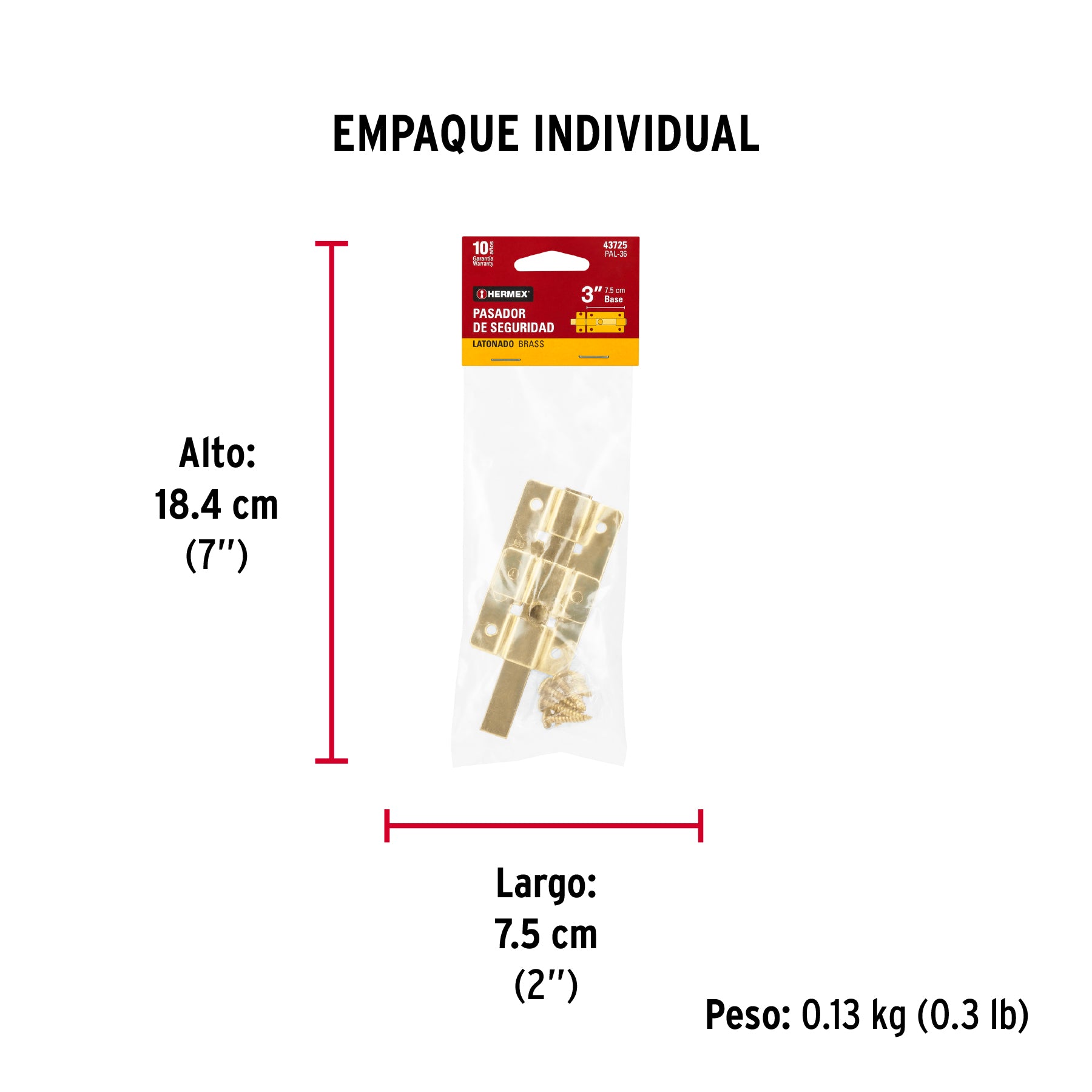 Pasador de latón, 3"