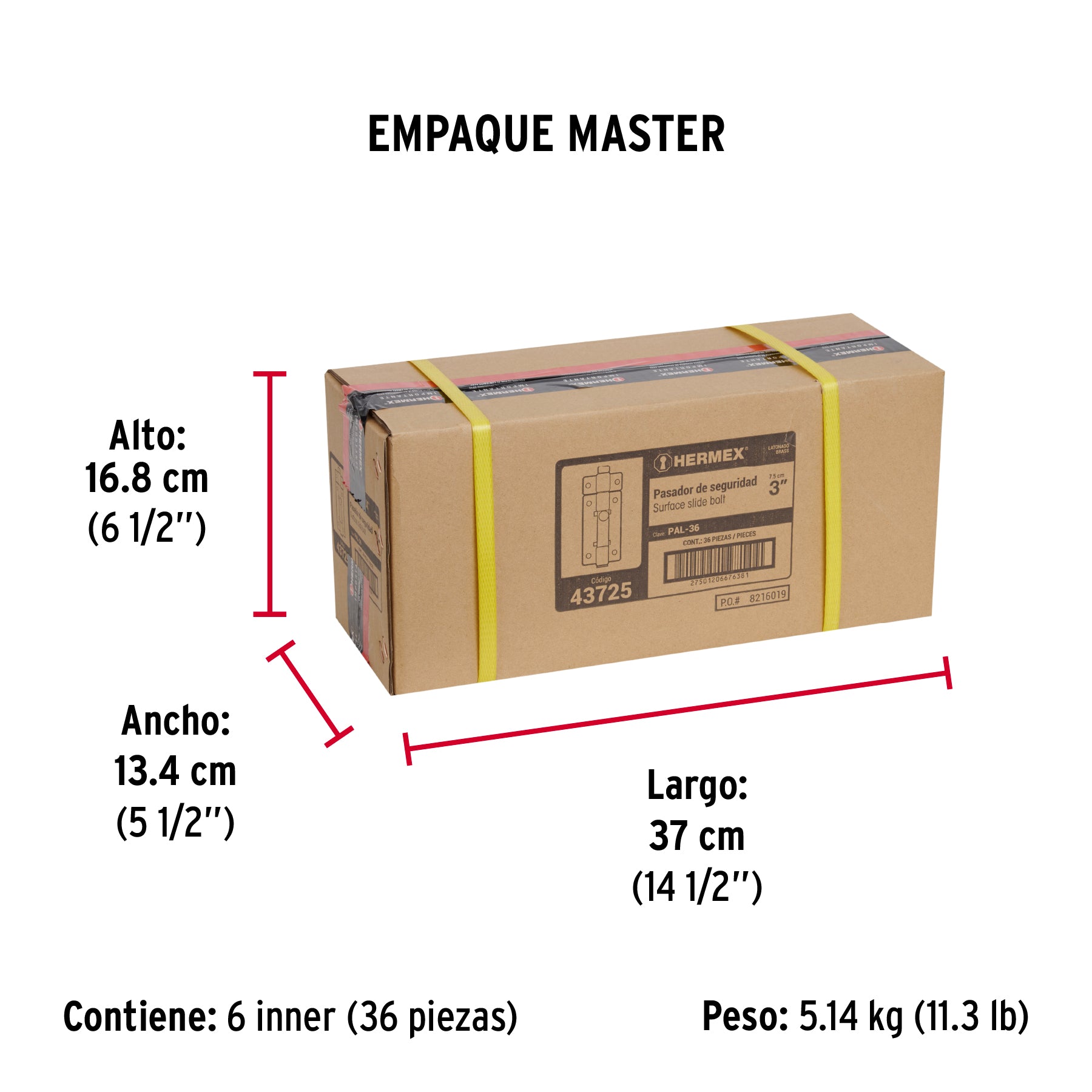 Pasador de latón, 3"