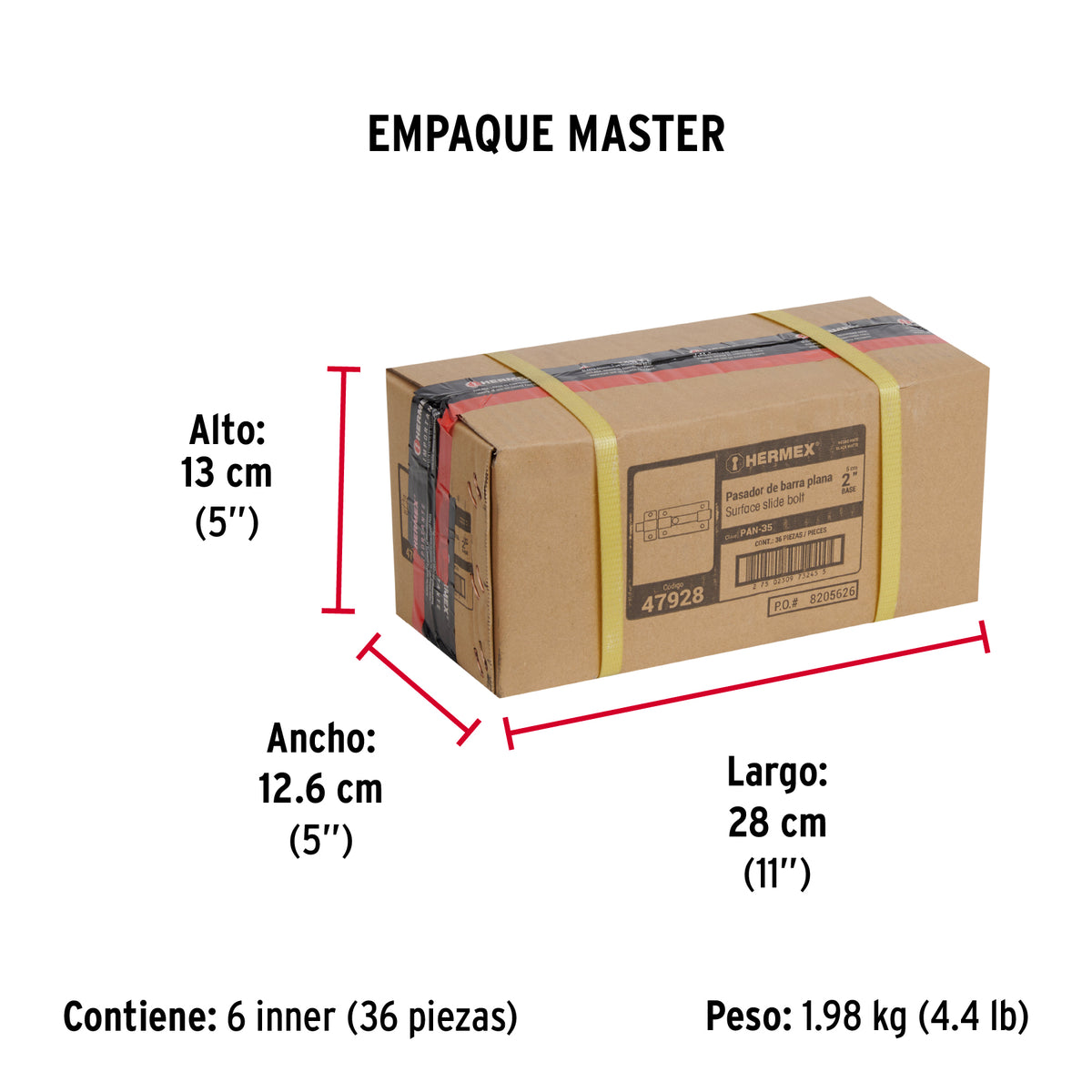 Pasador de barra plana 2', negro, Hermex