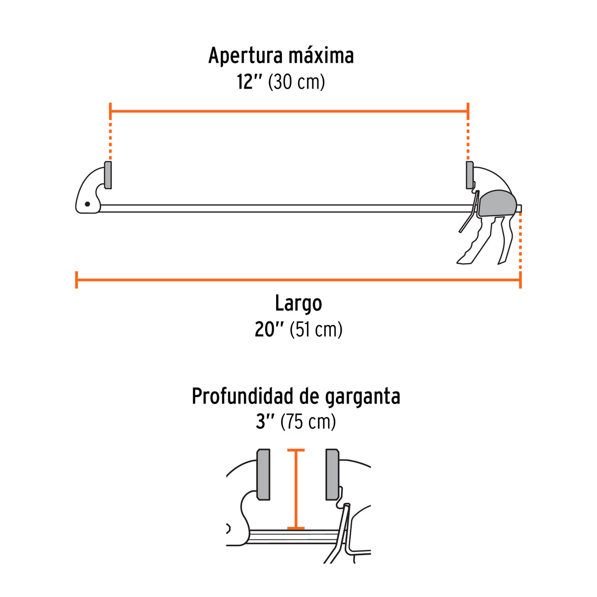 Prensa de ajuste rápido 12" uso rudo, cuerpo nylon, EXPERT