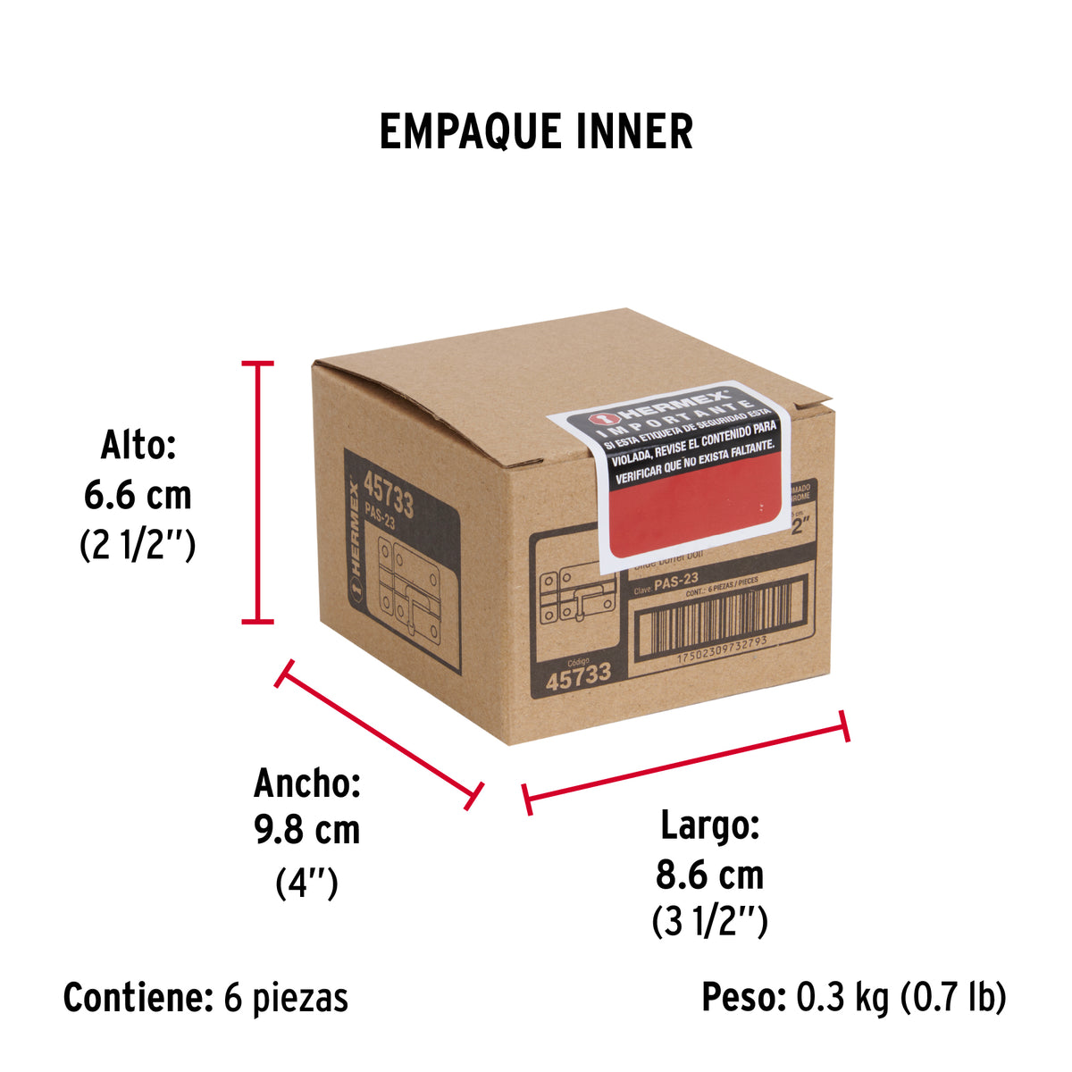 Pasador de barril de acero cromo 2', Hermex